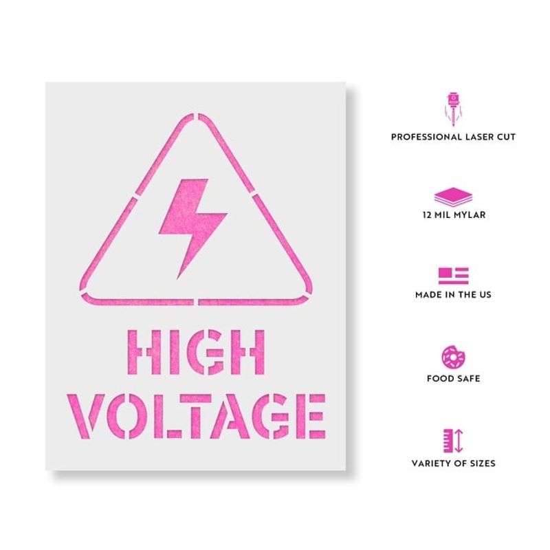 Casa si Gradina - Decoratiuni - DIY - Sabloane decorative pereti - Sablon Perete vopsire, tencuiala 0.7mm High Voltage Symbol Refolosibil, model MXSP7232, 700 x 700 mm, 0.70mm - Infinity.ro