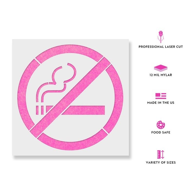 Casa si Gradina - Decoratiuni - DIY - Sabloane decorative pereti - Sablon Perete vopsire, tencuiala 0.7mm No Smoking Refolosibil, model MXSP7233, 100 x 100 mm, 0.70mm - Infinity.ro