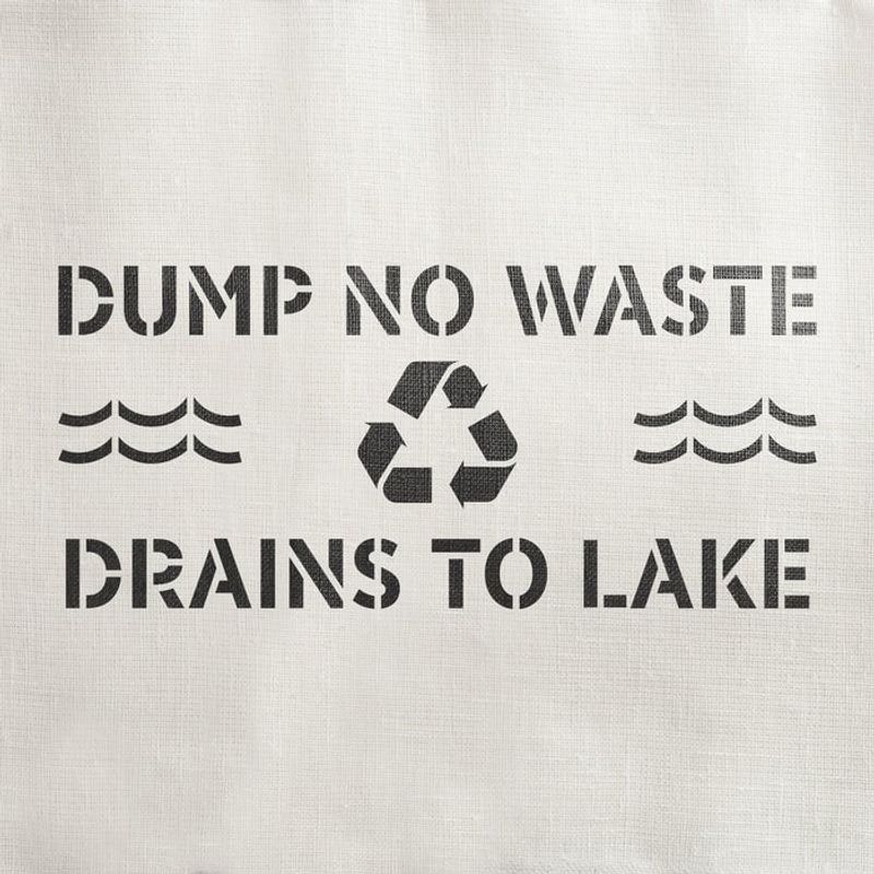 Casa si Gradina - Decoratiuni - DIY - Sabloane decorative pereti - Sablon Perete vopsire, tencuiala 0.7mm No Dumping Drains to Lake Refolosibil, model MXSP7248, 900 x 900 mm, 0.70mm - Infinity.ro