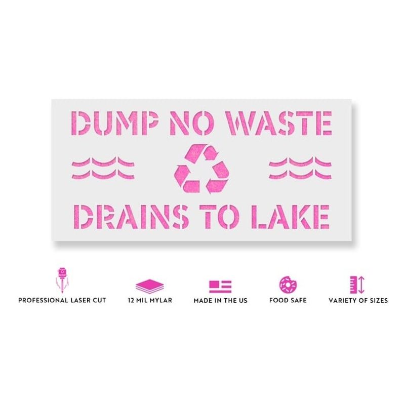 Casa si Gradina - Decoratiuni - DIY - Sabloane decorative pereti - Sablon Perete vopsire, tencuiala 0.7mm No Dumping Drains to Lake Refolosibil, model MXSP7248, 900 x 900 mm, 0.70mm - Infinity.ro