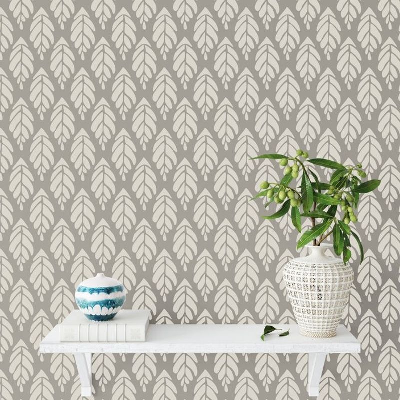 Casa si Gradina - Decoratiuni - DIY - Sabloane decorative pereti - Sablon 900x600x0.7mm Modern Broadleaf Refolosibil, model MXSP7020 - Infinity.ro