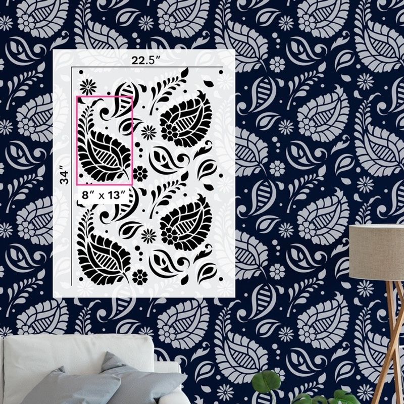Casa si Gradina - Decoratiuni - DIY - Sabloane decorative pereti - Sablon 900x600x0.7mm Paisley Refolosibil, model MXSP7022 - Infinity.ro
