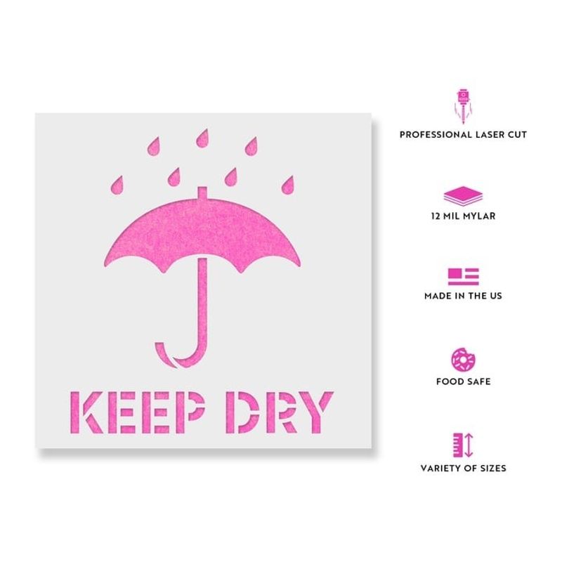 Casa si Gradina - Decoratiuni - DIY - Sabloane decorative pereti - Sablon Perete vopsire, tencuiala 0.7mm Keep Dry Symbol Refolosibil, model MXSP7240, 800 x 800 mm, 0.70mm - Infinity.ro