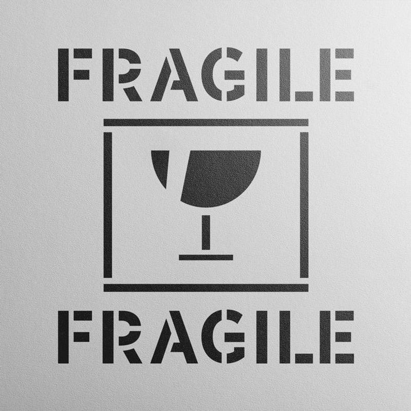 Casa si Gradina - Decoratiuni - DIY - Sabloane decorative pereti - Sablon Perete vopsire, tencuiala 0.7mm Fragile Glass Symbol Refolosibil, model MXSP7235, 700 x 700 mm, 0.70mm - Infinity.ro