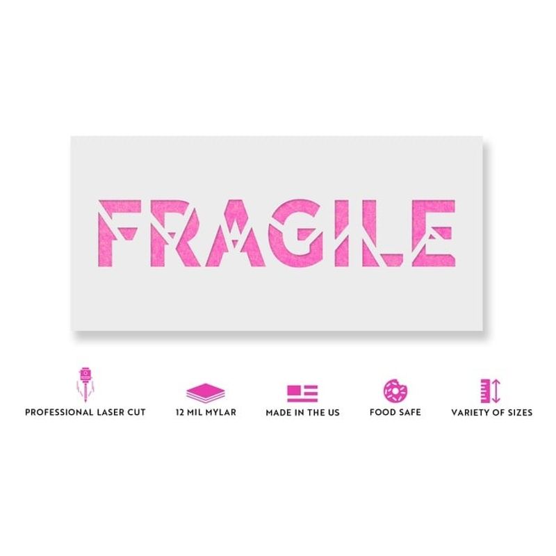 Casa si Gradina - Decoratiuni - DIY - Sabloane decorative pereti - Sablon Perete vopsire, tencuiala 0.7mm Fragile Word Broken Refolosibil, model MXSP7251, 900 x 900 mm, 0.70mm - Infinity.ro