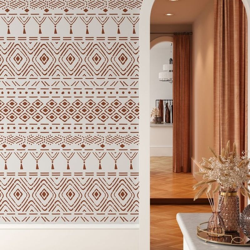 Casa si Gradina - Decoratiuni - DIY - Sabloane decorative pereti - Sablon 900x600x0.7mm Tribal Rug Refolosibil, model MXSP7027 - Infinity.ro
