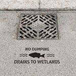 Casa si Gradina - Decoratiuni - DIY - Sabloane decorative pereti - Sablon Perete vopsire, tencuiala 0.7mm No Dumping Drains to Wetlands Refolosibil, model MXSP7243, 100 x 100 mm, 0.70mm - Infinity.ro