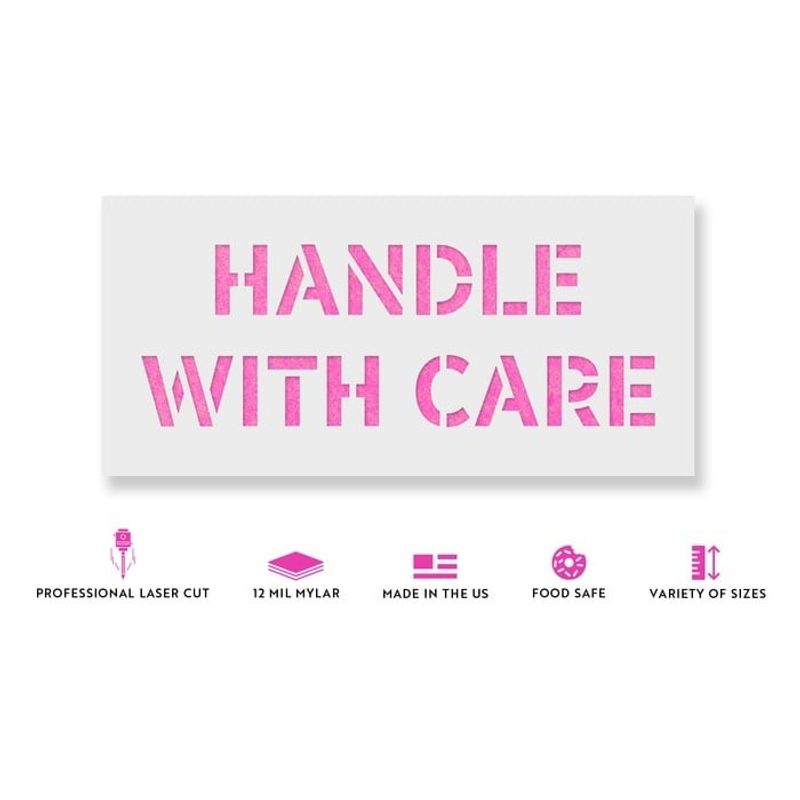 Casa si Gradina - Decoratiuni - DIY - Sabloane decorative pereti - Sablon Perete vopsire, tencuiala 0.7mm Handle With Care Refolosibil, model MXSP7244, 700 x 700 mm, 0.70mm - Infinity.ro