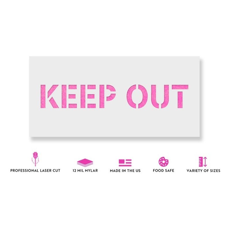 Casa si Gradina - Decoratiuni - DIY - Sabloane decorative pereti - Sablon Perete vopsire, tencuiala 0.7mm Keep Out Sign Refolosibil, model MXSP7245, 100 x 100 mm, 0.70mm - Infinity.ro