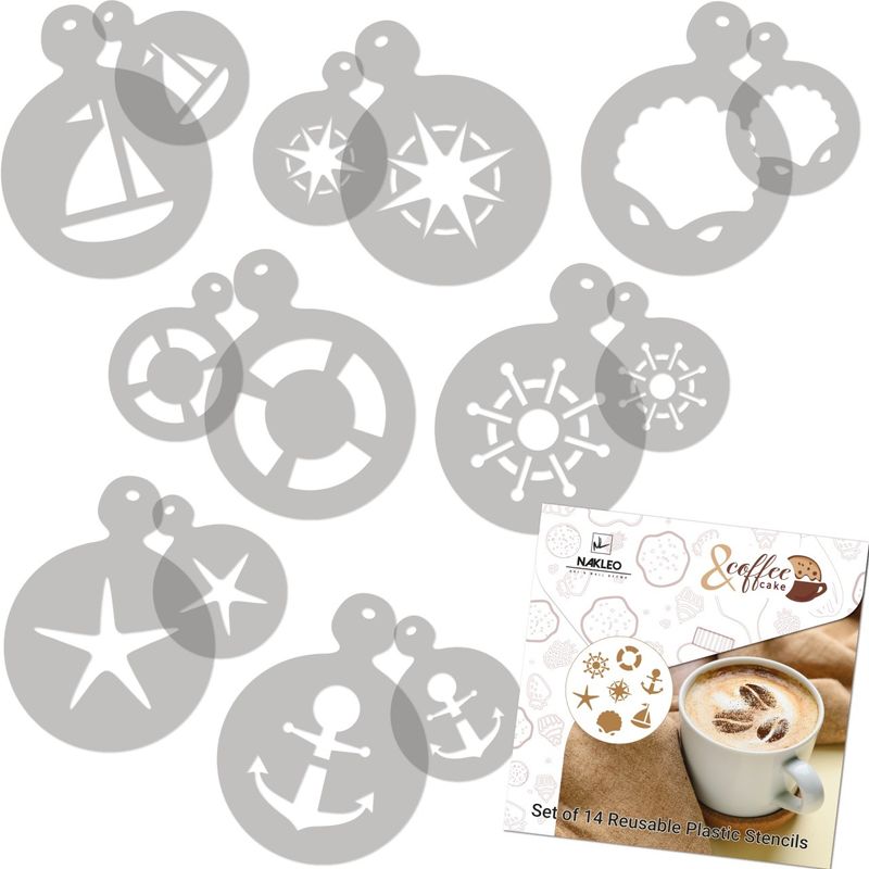 Casa si Gradina - Decoratiuni - DIY - Sabloane decorative pereti - Set 14 sabloane decorare cafea 20 si 7 cm 0.5mm Mare model MXSP7349 - Infinity.ro