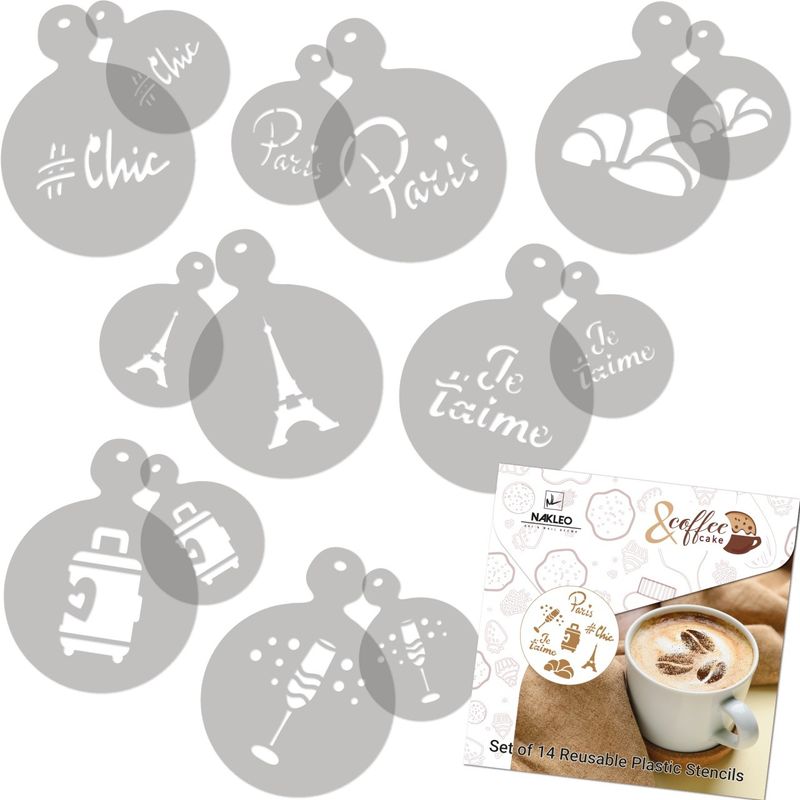 Casa si Gradina - Decoratiuni - DIY - Sabloane decorative pereti - Set 14 sabloane decorare cafea 25 si 7 cm 0.5mm Paris model MXSP7354 - Infinity.ro