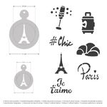 Casa si Gradina - Decoratiuni - DIY - Sabloane decorative pereti - Set 14 sabloane decorare cafea 25 si 7 cm 0.5mm Paris model MXSP7354 - Infinity.ro