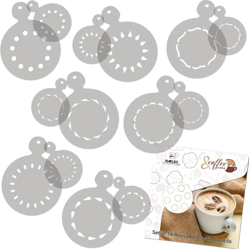 Casa si Gradina - Decoratiuni - DIY - Sabloane decorative pereti - Set 14 sabloane decorare cafea 23 si 7 cm 0.5mm Cercuri model MXSP7352 - Infinity.ro