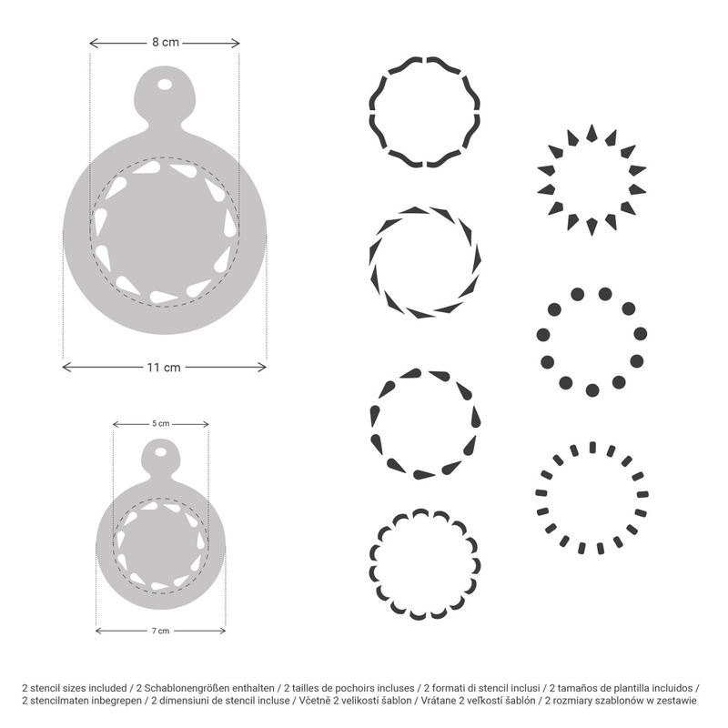 Casa si Gradina - Decoratiuni - DIY - Sabloane decorative pereti - Set 14 sabloane decorare cafea 23 si 7 cm 0.5mm Cercuri model MXSP7352 - Infinity.ro