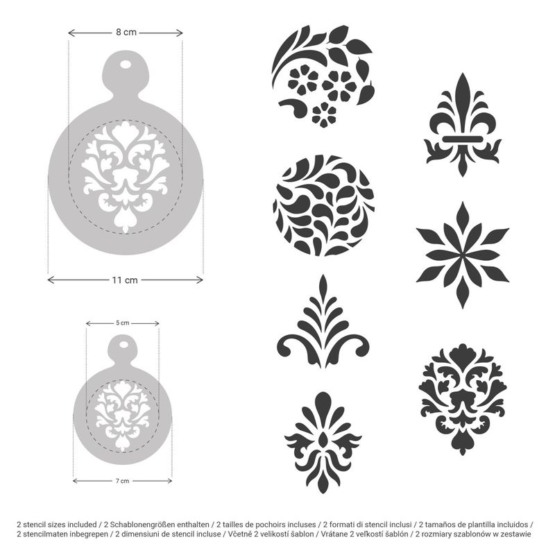 Casa si Gradina - Decoratiuni - DIY - Sabloane decorative pereti - Set 14 sabloane decorare cafea 24 si 7 cm 0.5mm Ornament model MXSP7353 - Infinity.ro