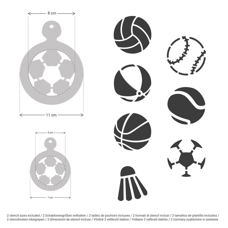 Casa si Gradina - Decoratiuni - DIY - Sabloane decorative pereti - Set 14 sabloane decorare cafea 28 si 7 cm 0.5mm Sport model MXSP7357 - Infinity.ro