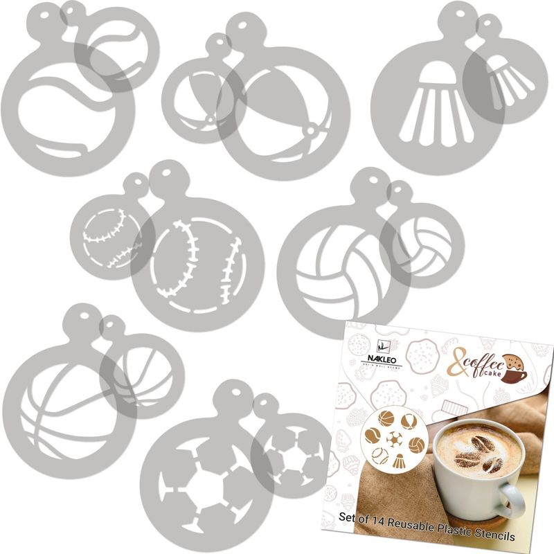 Casa si Gradina - Decoratiuni - DIY - Sabloane decorative pereti - Set 14 sabloane decorare cafea 28 si 7 cm 0.5mm Sport model MXSP7357 - Infinity.ro
