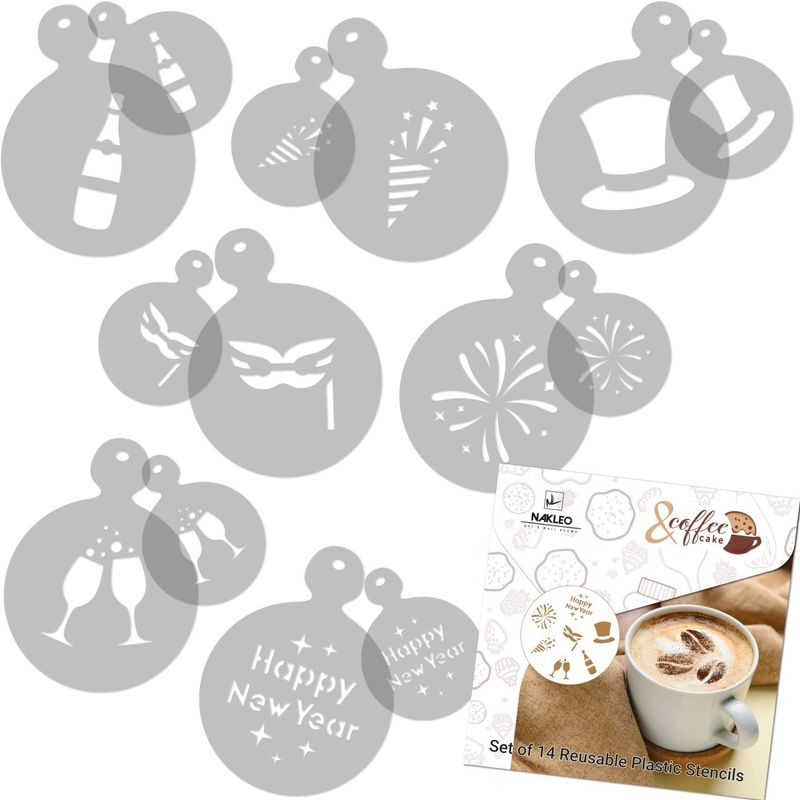 Casa si Gradina - Decoratiuni - DIY - Sabloane decorative pereti - Set 14 sabloane decorare cafea 29 si 7 cm 0.5mm Revelion model MXSP7358 - Infinity.ro