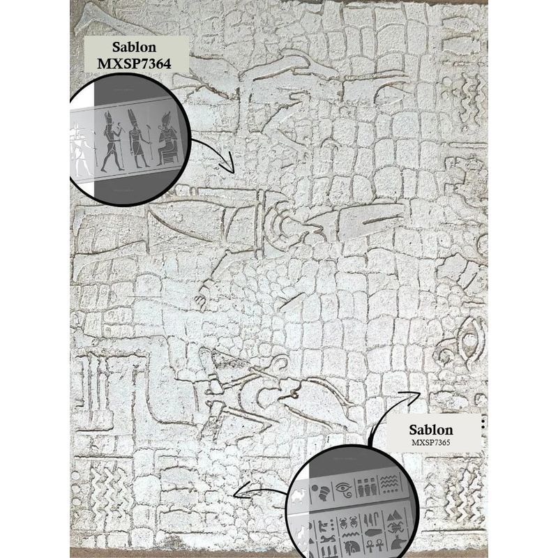 Casa si Gradina - Decoratiuni - DIY - Sabloane decorative pereti - Sablon Perete vopsire, tencuiala Hieroglife egiptene 400x220 mm grosime 0,7mm ozon model MXSP7365 - Infinity.ro