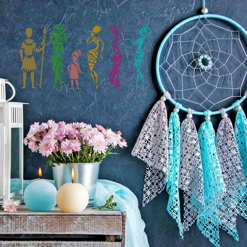 Casa si Gradina - Decoratiuni - DIY - Sabloane decorative pereti - Set 9 sabloane Tribale Africane dimensiune 200x200 mm grosime 0,5mm Maxrom model MXSP7385 - Infinity.ro