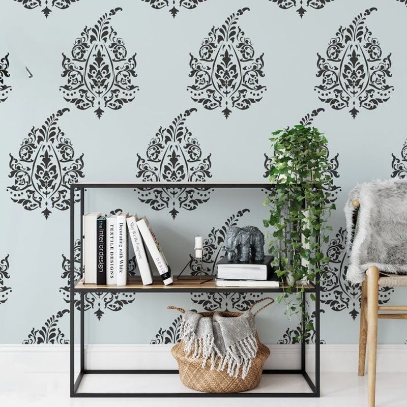 Casa si Gradina - Decoratiuni - DIY - Sabloane decorative pereti - Sablon 890x580x0.7mm Kantha Paisley Refolosibil, model MXSP7040 - Infinity.ro