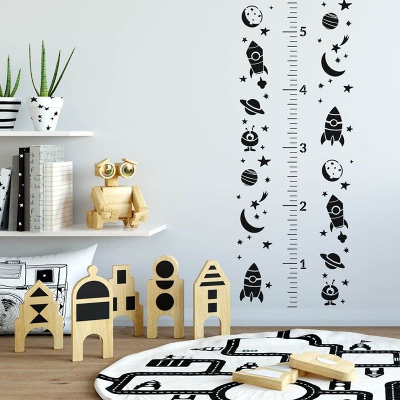 Casa si Gradina - Decoratiuni - DIY - Sabloane decorative pereti - Sablon 900x600x0.7mm Space Scara crestere baietei 1,5m Refolosibil, model MXSP7041 - Infinity.ro