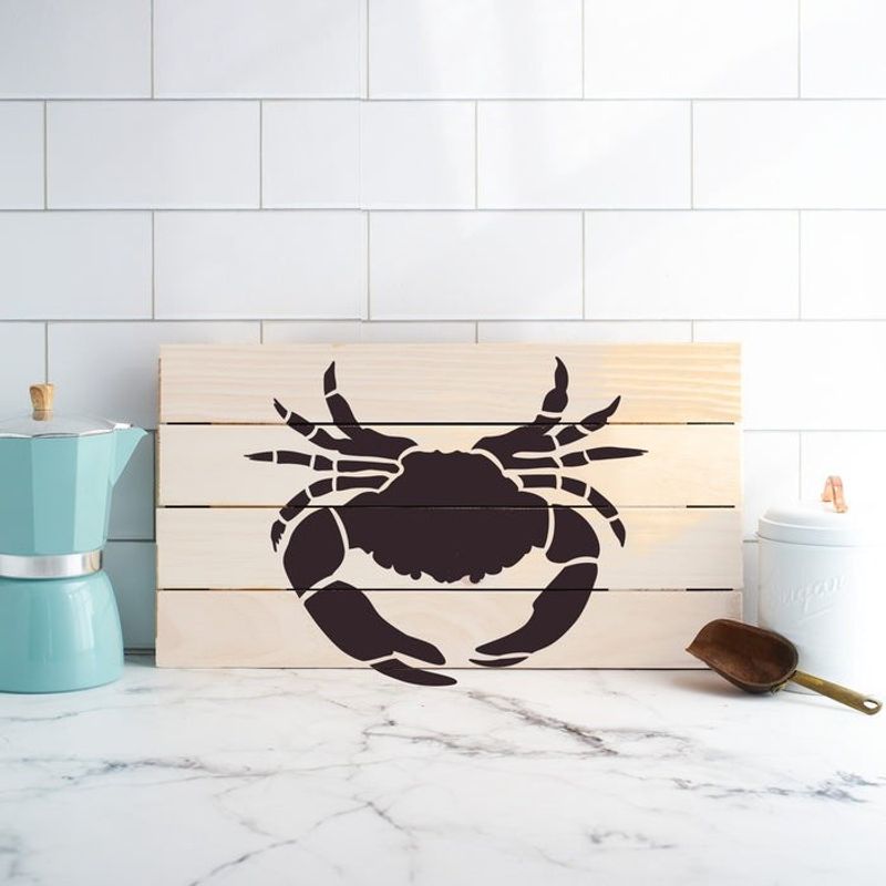 Casa si Gradina - Decoratiuni - DIY - Sabloane decorative pereti - Sablon Perete vopsire, tencuiala 0.7mm Crab Maryland model MXSP7409, 100 x 100 mm - Infinity.ro