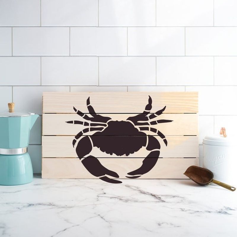 Casa si Gradina - Decoratiuni - DIY - Sabloane decorative pereti - Sablon Perete vopsire, tencuiala 0.7mm Crab Maryland model MXSP7409, 700 x 700 mm - Infinity.ro