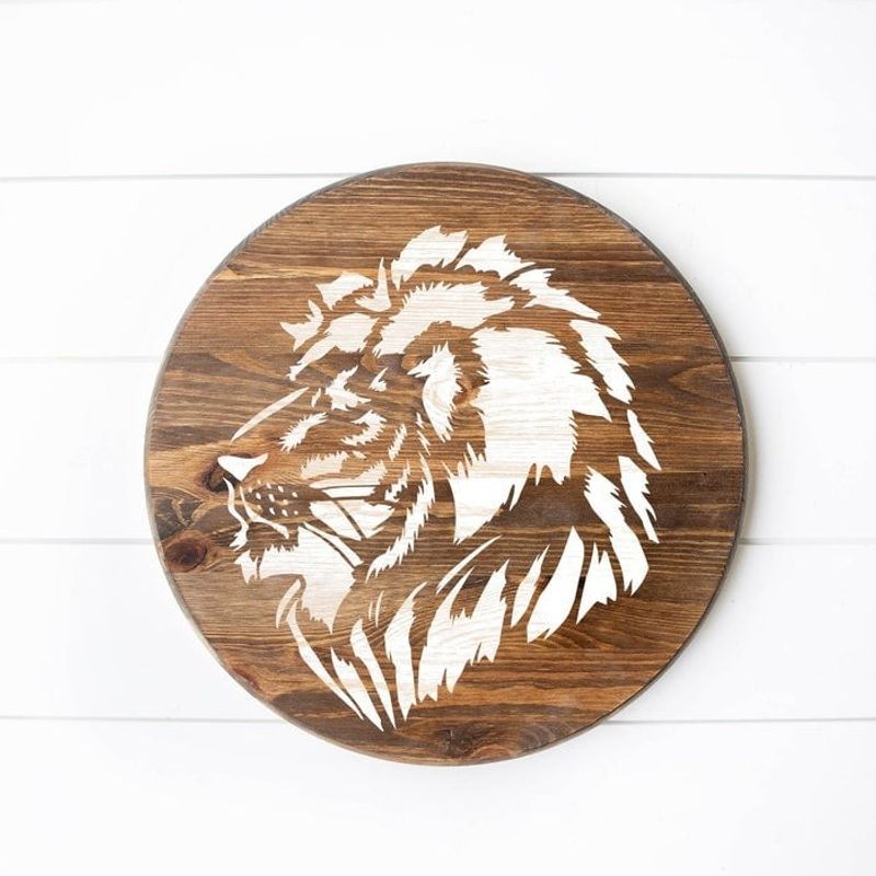 Casa si Gradina - Decoratiuni - DIY - Sabloane decorative pereti - Sablon Perete vopsire, tencuiala 0.7mm Cap de Leu model MXSP7420, 700 x 700 mm - Infinity.ro
