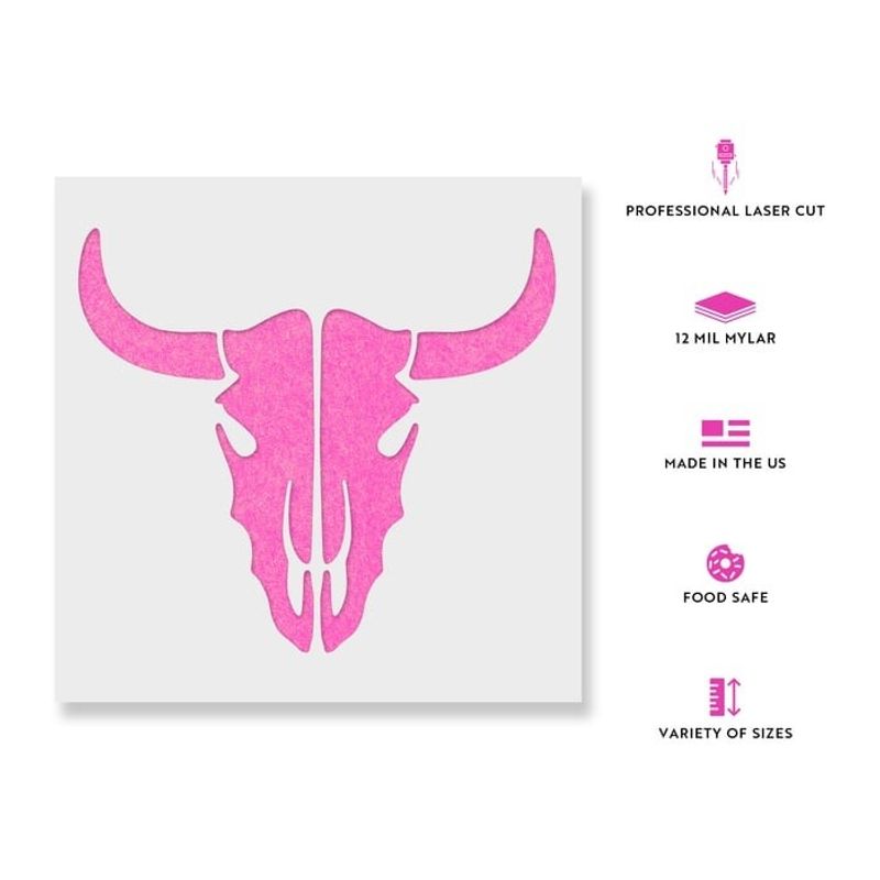 Casa si Gradina - Decoratiuni - DIY - Sabloane decorative pereti - Sablon Perete vopsire, tencuiala 0.7mm Craniu de Vaca model MXSP7415, 800 x 800 mm - Infinity.ro