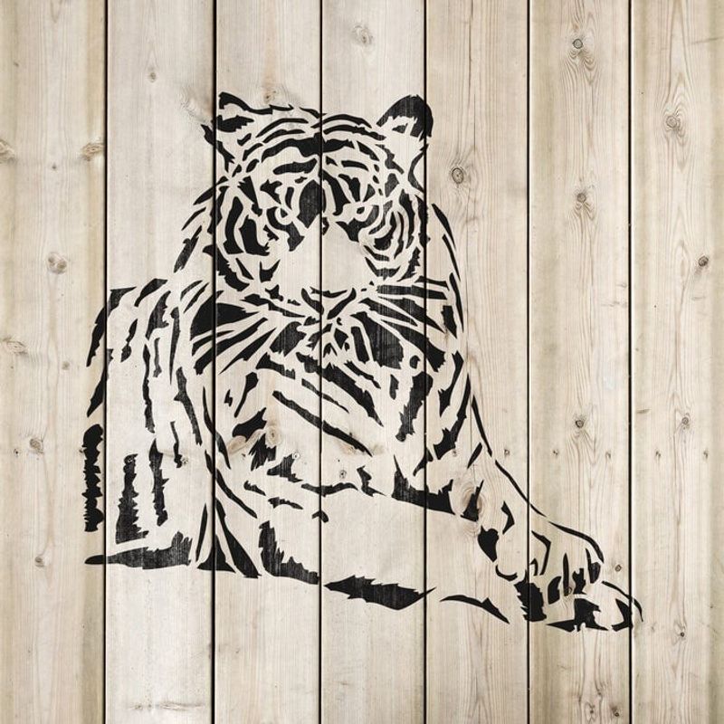 Casa si Gradina - Decoratiuni - DIY - Sabloane decorative pereti - Sablon Perete vopsire, tencuiala 0.7mm Tigru model MXSP7426, 400 x 400 mm - Infinity.ro