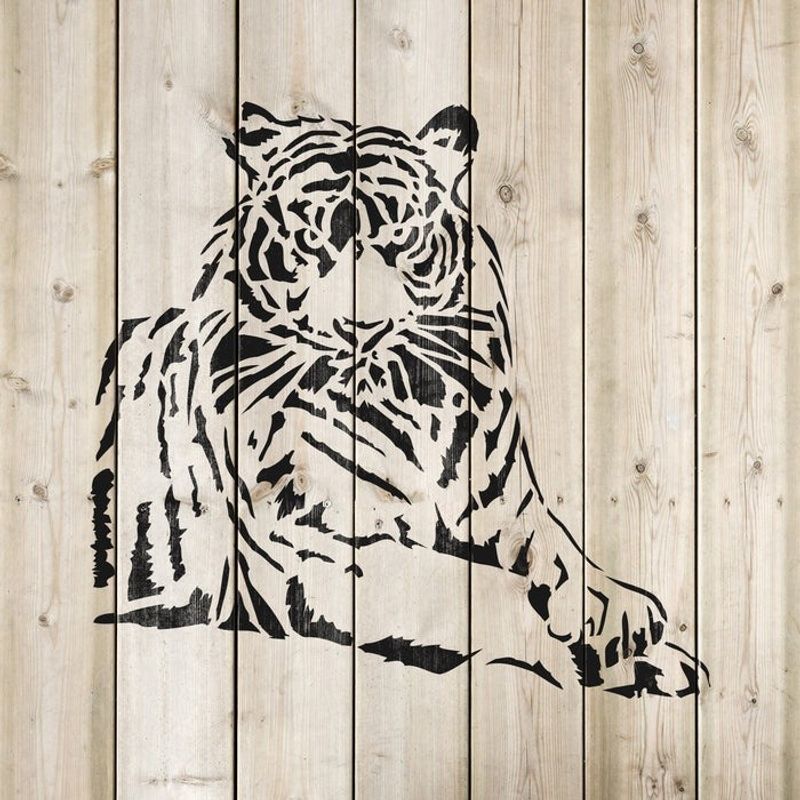 Casa si Gradina - Decoratiuni - DIY - Sabloane decorative pereti - Sablon Perete vopsire, tencuiala 0.7mm Tigru model MXSP7426, 100 x 100 mm - Infinity.ro