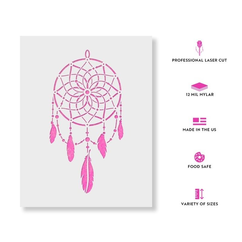 Casa si Gradina - Decoratiuni - DIY - Sabloane decorative pereti - Sablon Perete vopsire, tencuiala 0.7mm Dream Catcher model MXSP7456, 100 x 100 mm - Infinity.ro