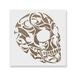 Casa si Gradina - Decoratiuni - DIY - Sabloane decorative pereti - Sablon Perete vopsire, tencuiala 0.7mm Craniu Tribal model MXSP7467, 300 x 300 mm - Infinity.ro
