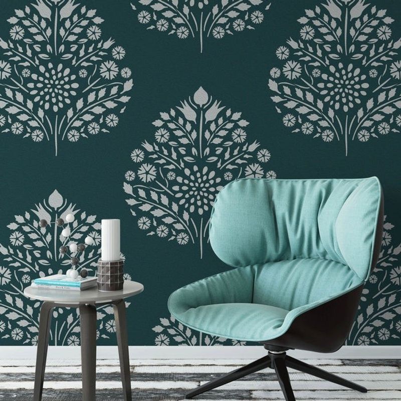 Casa si Gradina - Decoratiuni - DIY - Sabloane decorative pereti - Sablon Perete vopsire, tencuiala 900x600x0.7mm Leaf Damask Refolosibil, model MXSP7051 - Infinity.ro