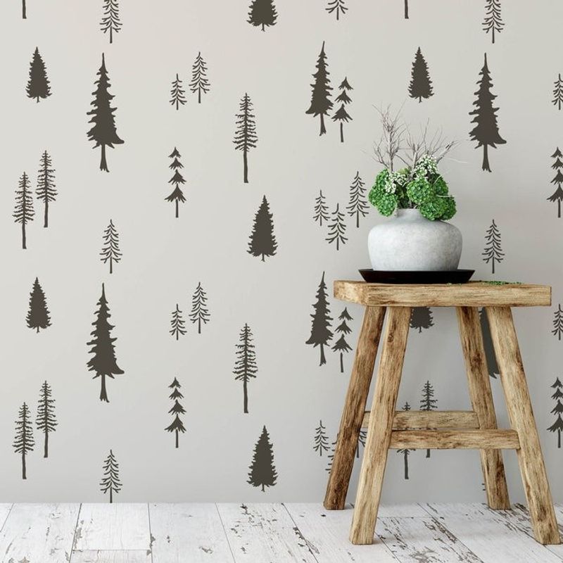 Casa si Gradina - Decoratiuni - DIY - Sabloane decorative pereti - Sablon Perete vopsire, tencuiala 900x600x0.7mm Fir Tree Forest Refolosibil, model MXSP7052 - Infinity.ro