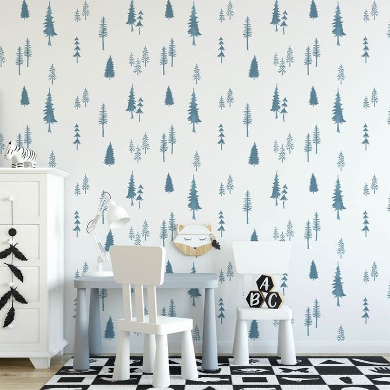 Casa si Gradina - Decoratiuni - DIY - Sabloane decorative pereti - Sablon Perete vopsire, tencuiala 900x600x0.7mm Fir Tree Forest Refolosibil, model MXSP7052 - Infinity.ro