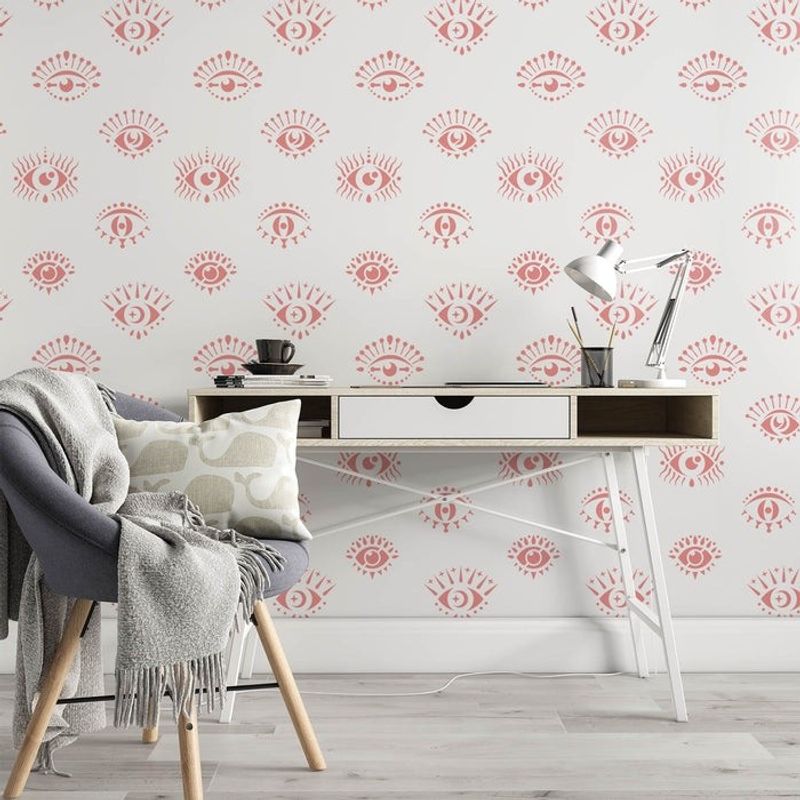Casa si Gradina - Decoratiuni - DIY - Sabloane decorative pereti - Sablon Perete vopsire, tencuiala 900x600x0.7mm Evil Eyes Refolosibil, model MXSP7053 - Infinity.ro