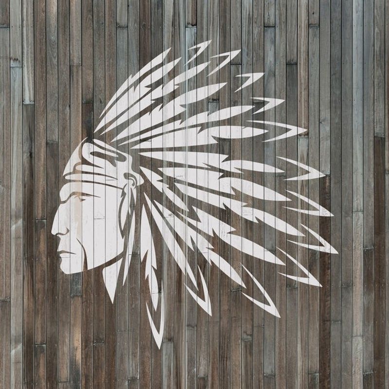 Casa si Gradina - Decoratiuni - DIY - Sabloane decorative pereti - Sablon Perete vopsire, tencuiala 0.7mm Indian Nativ American model MXSP7458, 100 x 100 mm - Infinity.ro