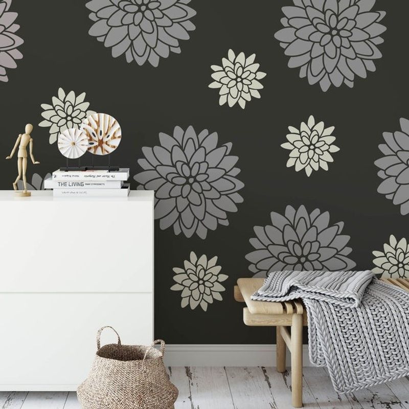 Casa si Gradina - Decoratiuni - DIY - Sabloane decorative pereti - Sablon Perete vopsire, tencuiala 900x600x0.7mm Dahlia Floral Refolosibil, model MXSP7054 - Infinity.ro