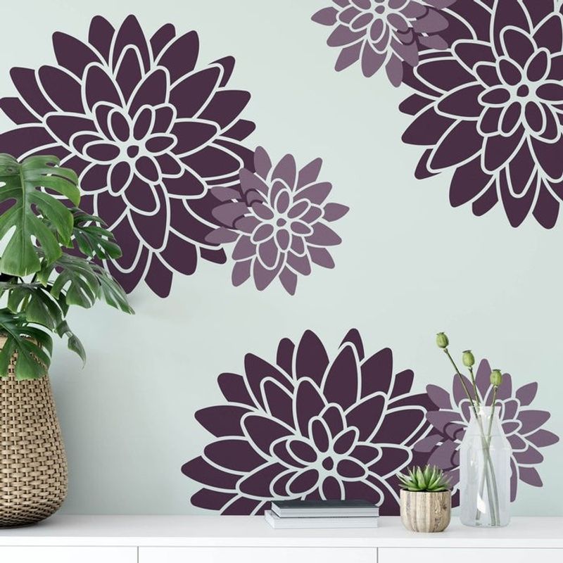 Casa si Gradina - Decoratiuni - DIY - Sabloane decorative pereti - Sablon Perete vopsire, tencuiala 900x600x0.7mm Dahlia Floral Refolosibil, model MXSP7054 - Infinity.ro