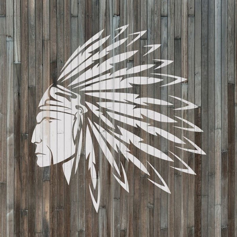 Casa si Gradina - Decoratiuni - DIY - Sabloane decorative pereti - Sablon Perete vopsire, tencuiala 0.7mm Indian Nativ American model MXSP7458, 500 x 500 mm - Infinity.ro