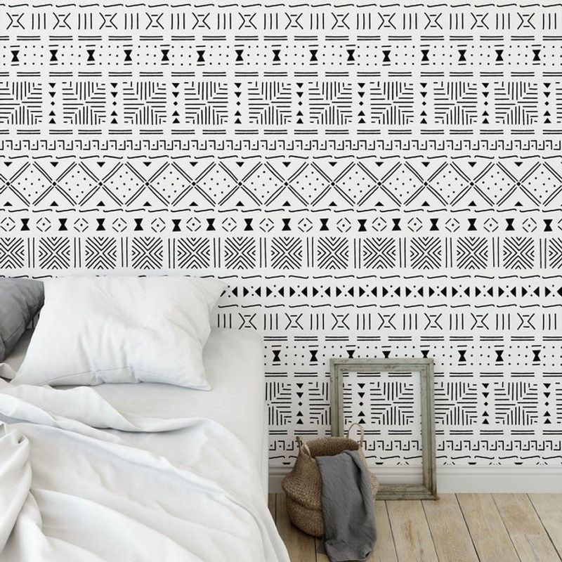 Casa si Gradina - Decoratiuni - DIY - Sabloane decorative pereti - Sablon Perete vopsire, tencuiala 900x600x0.7mm Mud Cloth Refolosibil, model MXSP7057 - Infinity.ro