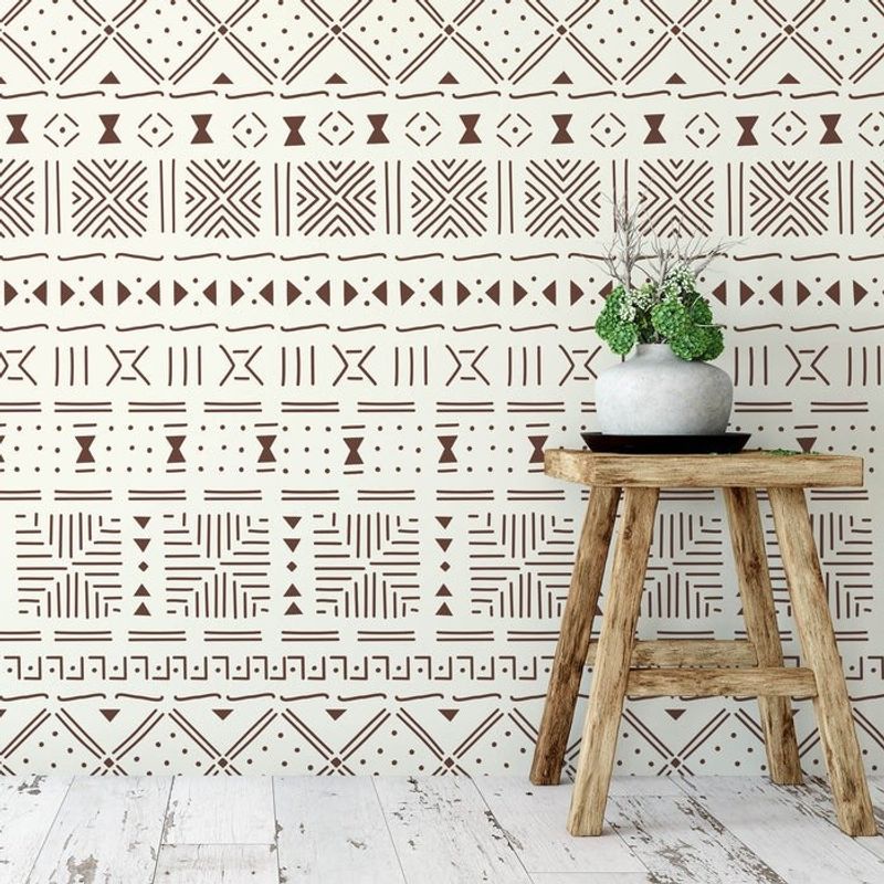 Casa si Gradina - Decoratiuni - DIY - Sabloane decorative pereti - Sablon Perete vopsire, tencuiala 900x600x0.7mm Mud Cloth Refolosibil, model MXSP7057 - Infinity.ro