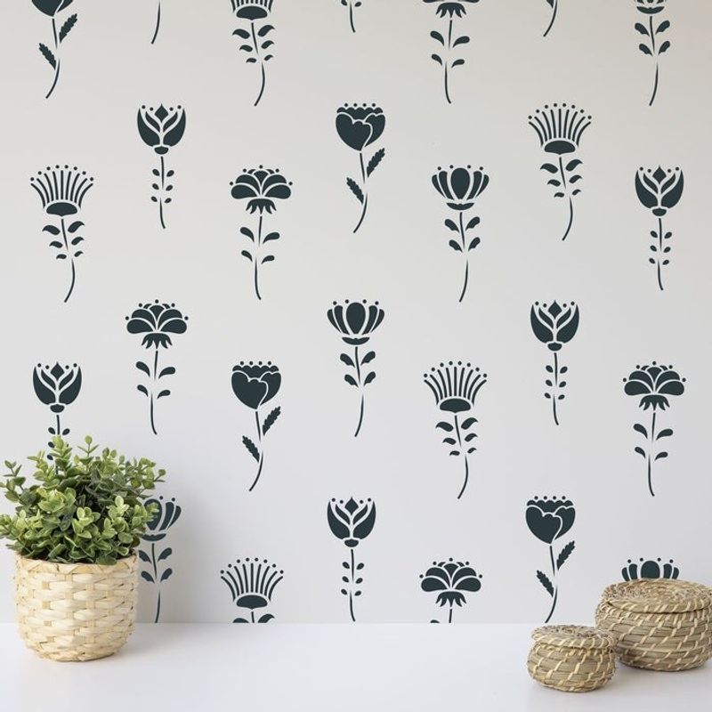 Casa si Gradina - Decoratiuni - DIY - Sabloane decorative pereti - Sablon Perete vopsire, tencuiala 900x600x0.7mm Flower Stem Refolosibil, model MXSP7059 - Infinity.ro
