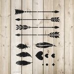 Casa si Gradina - Decoratiuni - DIY - Sabloane decorative pereti - Sablon Perete vopsire, tencuiala 0.7mm Set Sageti model MXSP7459, 600 x 600 mm - Infinity.ro