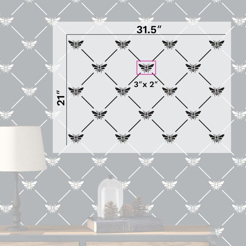 Casa si Gradina - Decoratiuni - DIY - Sabloane decorative pereti - Sablon Perete vopsire, tencuiala 900x600x0.7mm French Bee Trellis Refolosibil, model MXSP7063 - Infinity.ro