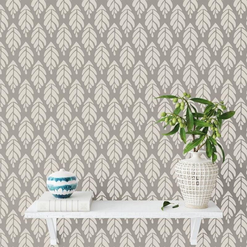 Casa si Gradina - Decoratiuni - DIY - Sabloane decorative pereti - Sablon Perete vopsire, tencuiala 900x600x0.7mm Modern Broadleaf Refolosibil, model MXSP7066 - Infinity.ro