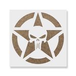 Casa si Gradina - Decoratiuni - DIY - Sabloane decorative pereti - Sablon Perete vopsire, tencuiala 0.7mm Craniu Punisher cu Stea model MXSP7451, 400 x 400 mm - Infinity.ro