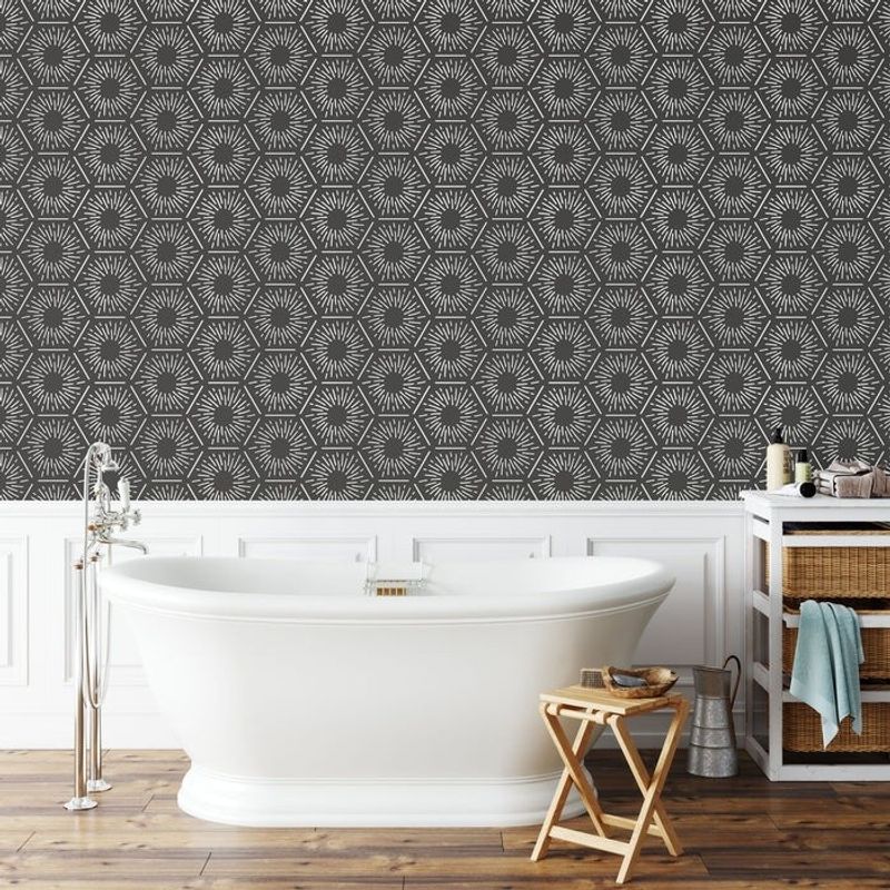 Casa si Gradina - Decoratiuni - DIY - Sabloane decorative pereti - Sablon Perete vopsire, tencuiala 900x600x0.7mm Hexagon Burst Refolosibil, model MXSP7102 - Infinity.ro